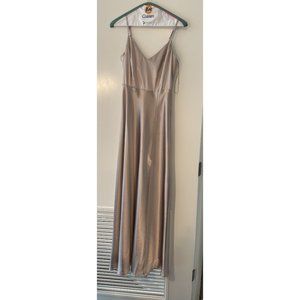 Birdy Grey Satin Taupe Slit Dress